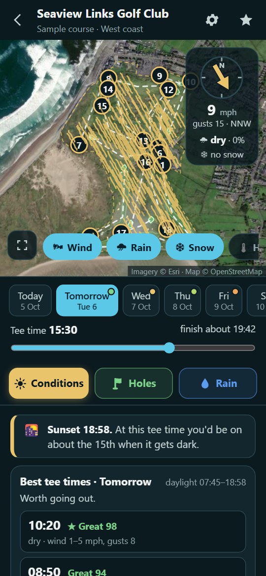 A course with wind on every hole and best tee times in WindTee Golf